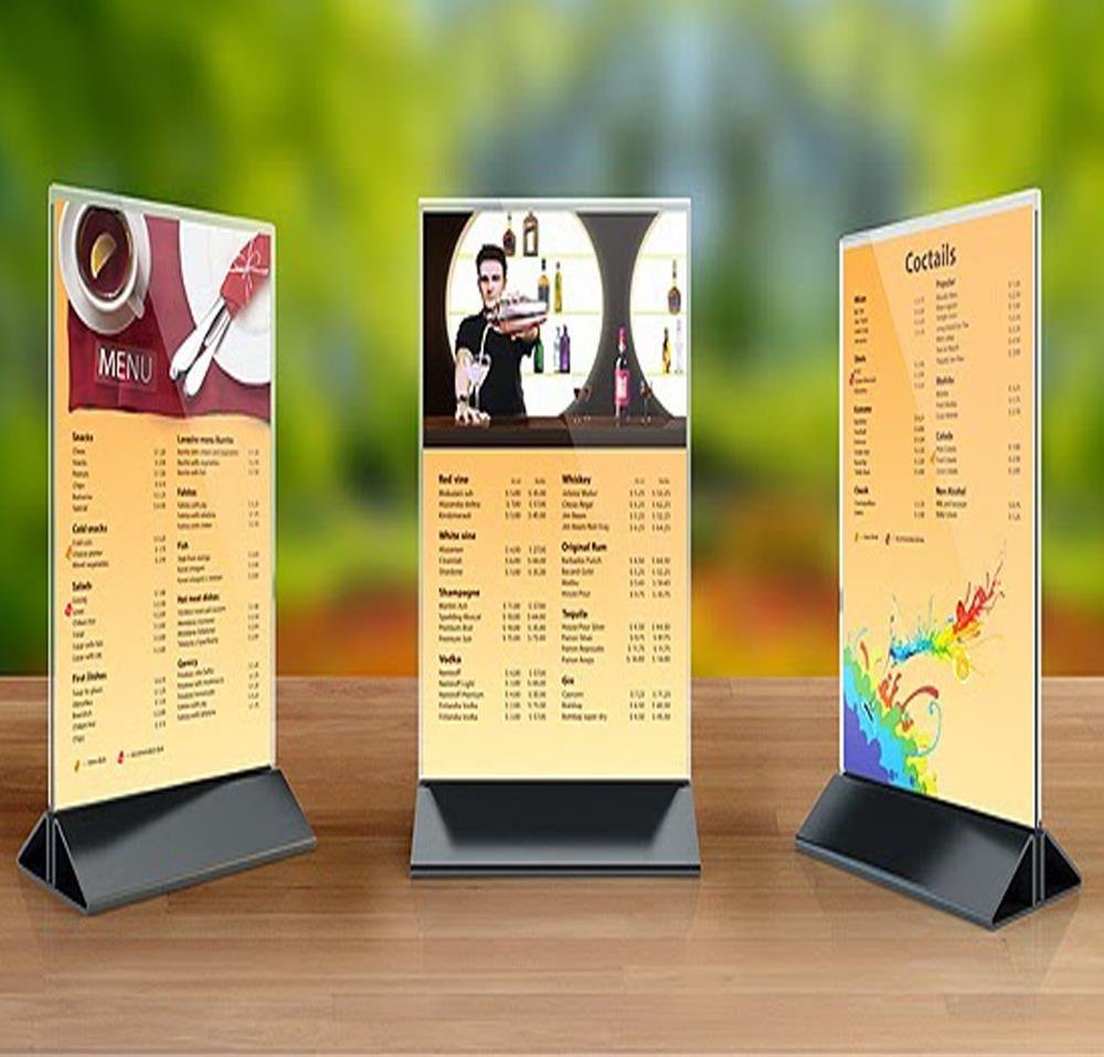 Kệ menu A5 tam giác đế rời KM-2511